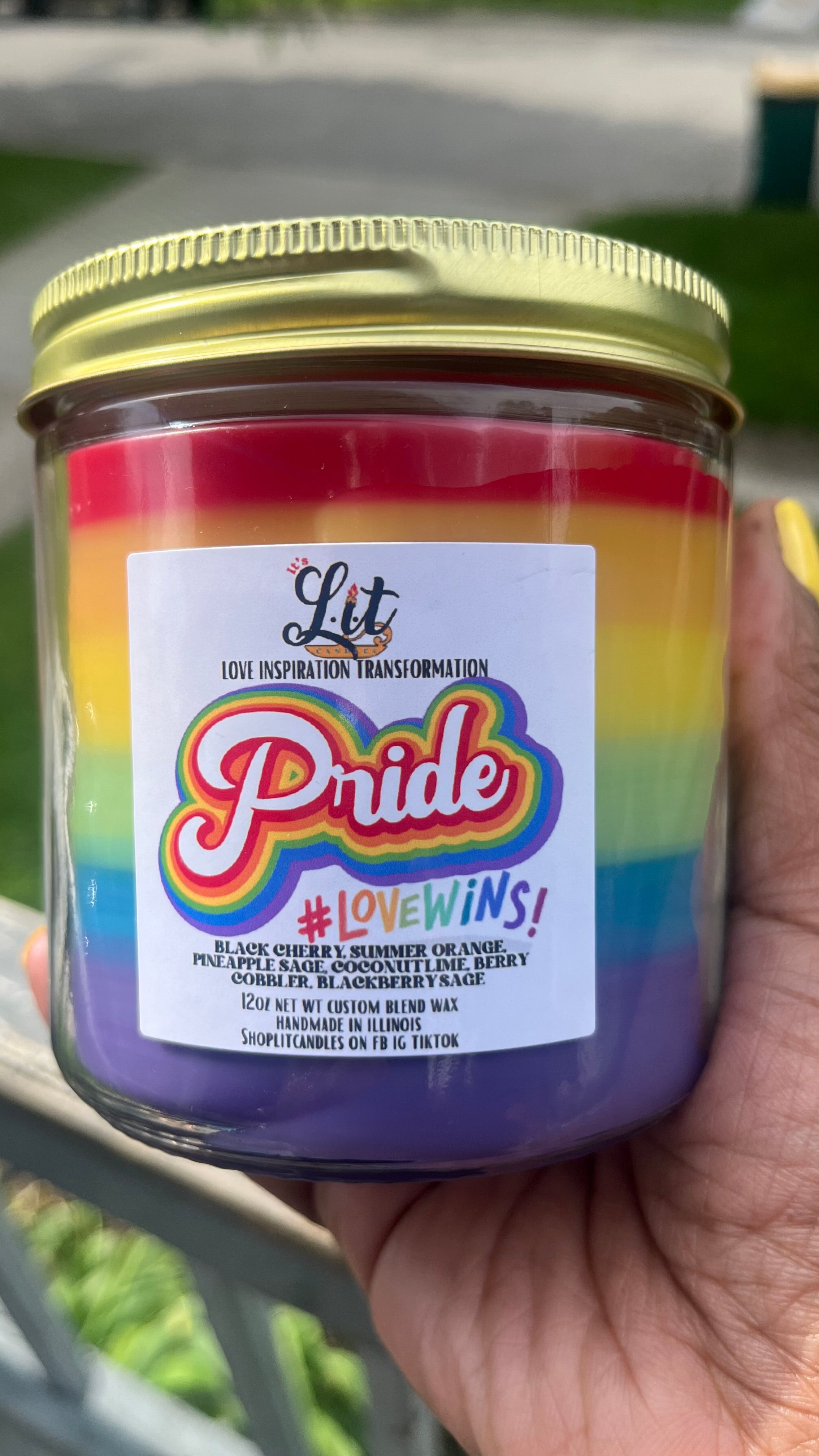 Pride love wins rainbow candle