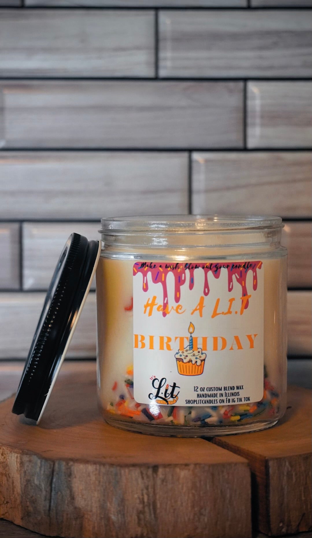 The Birthday Candle custom vanilla double wick candle