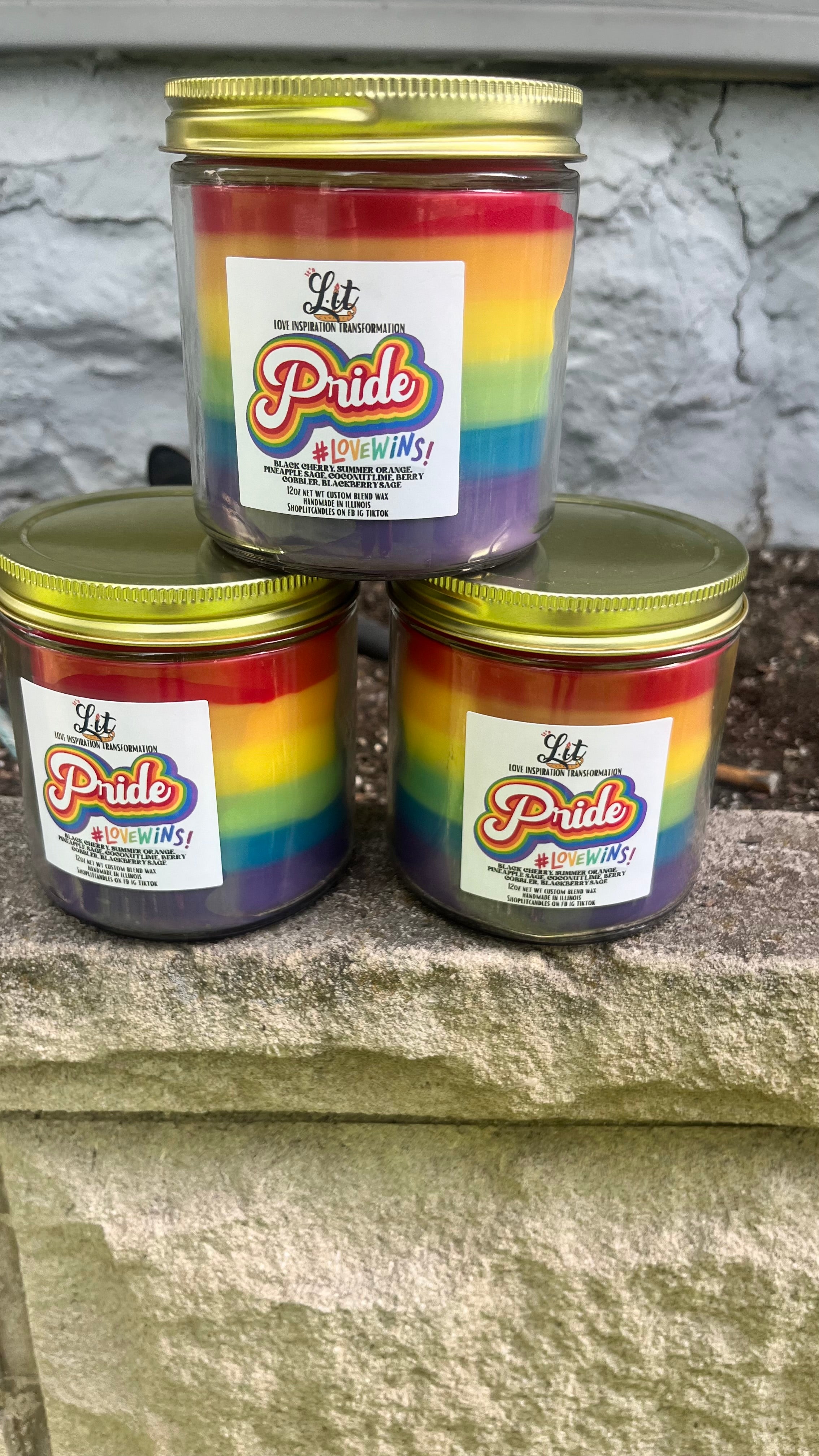 Pride love wins rainbow candle